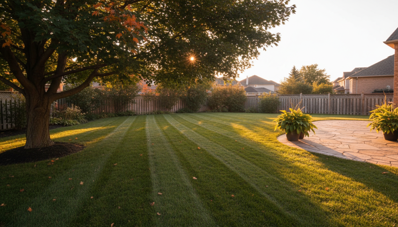 Brampton residential yard at golden hour